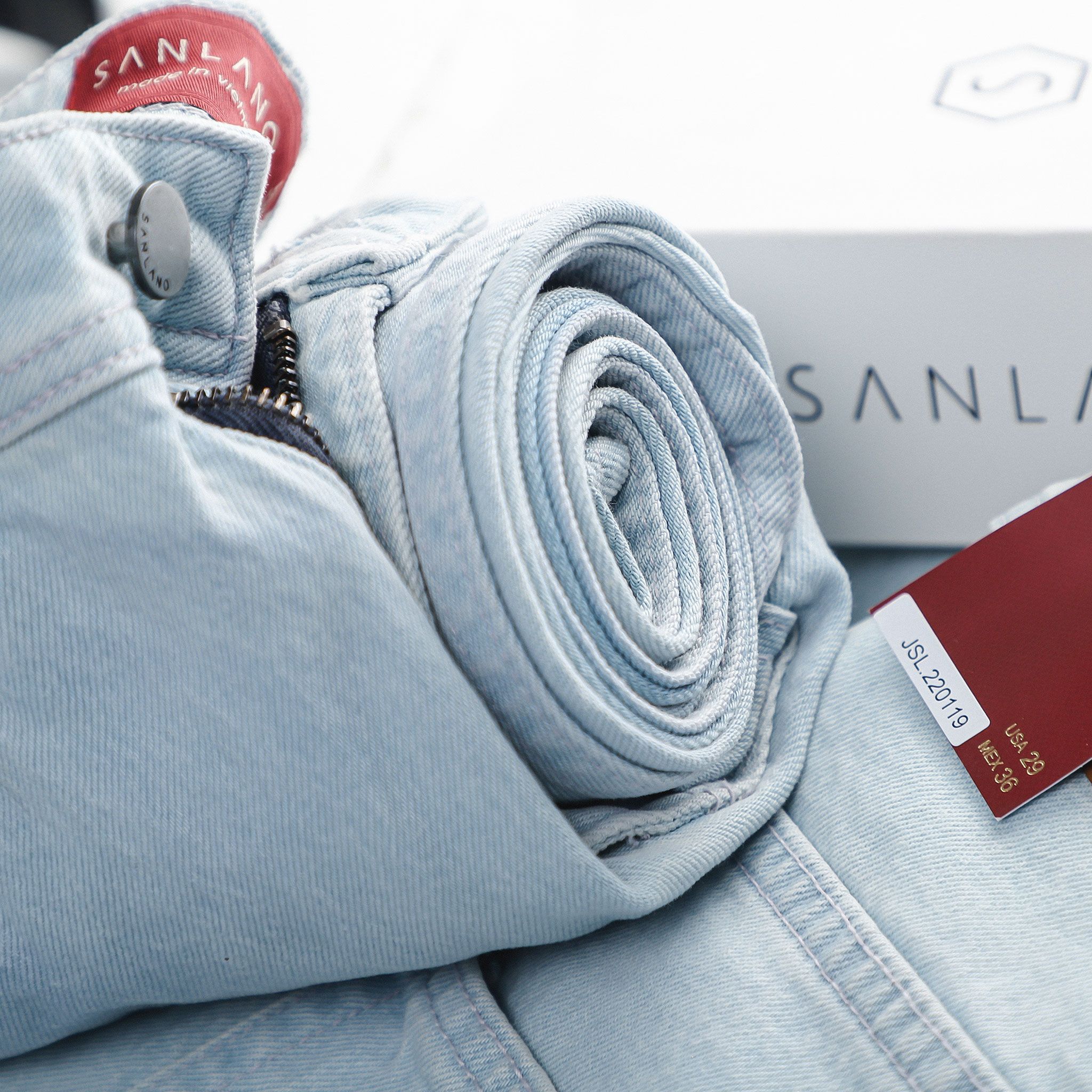  Jeans SANLANO Xanh trắng 