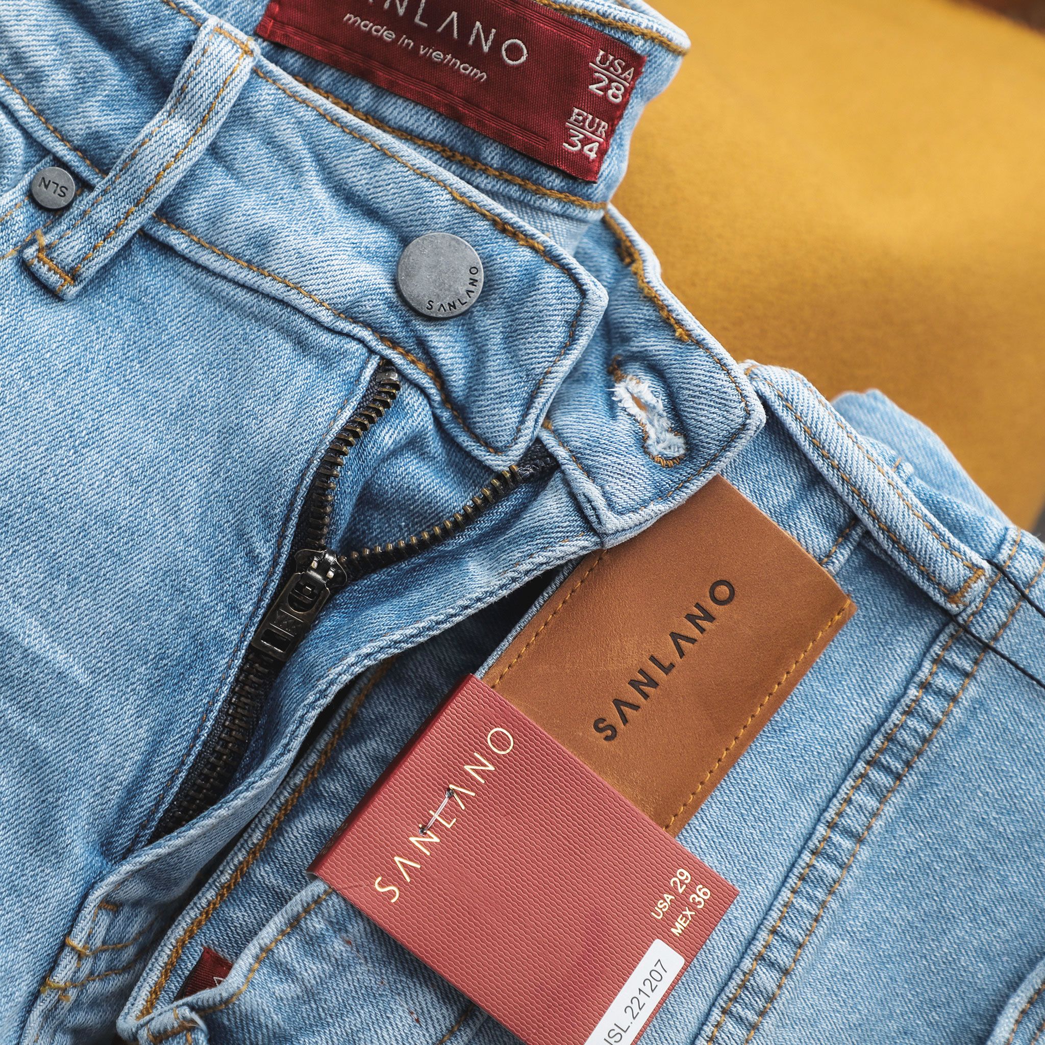  Jeans SANLANO Xanh nhạt rách 3 1207 