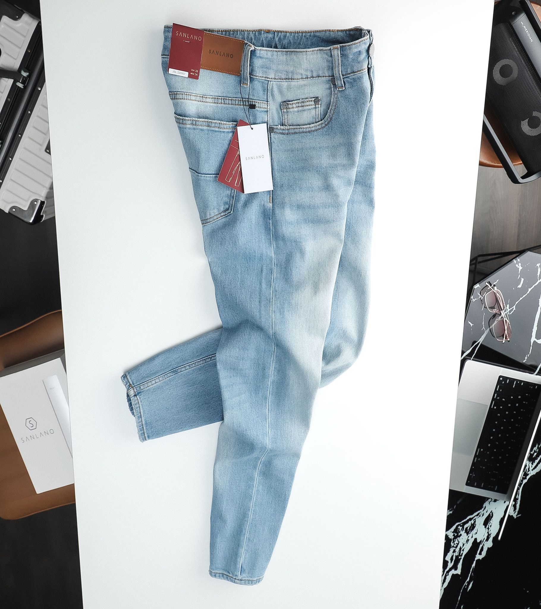  Jeans SANLANO Xanh wash 0907 