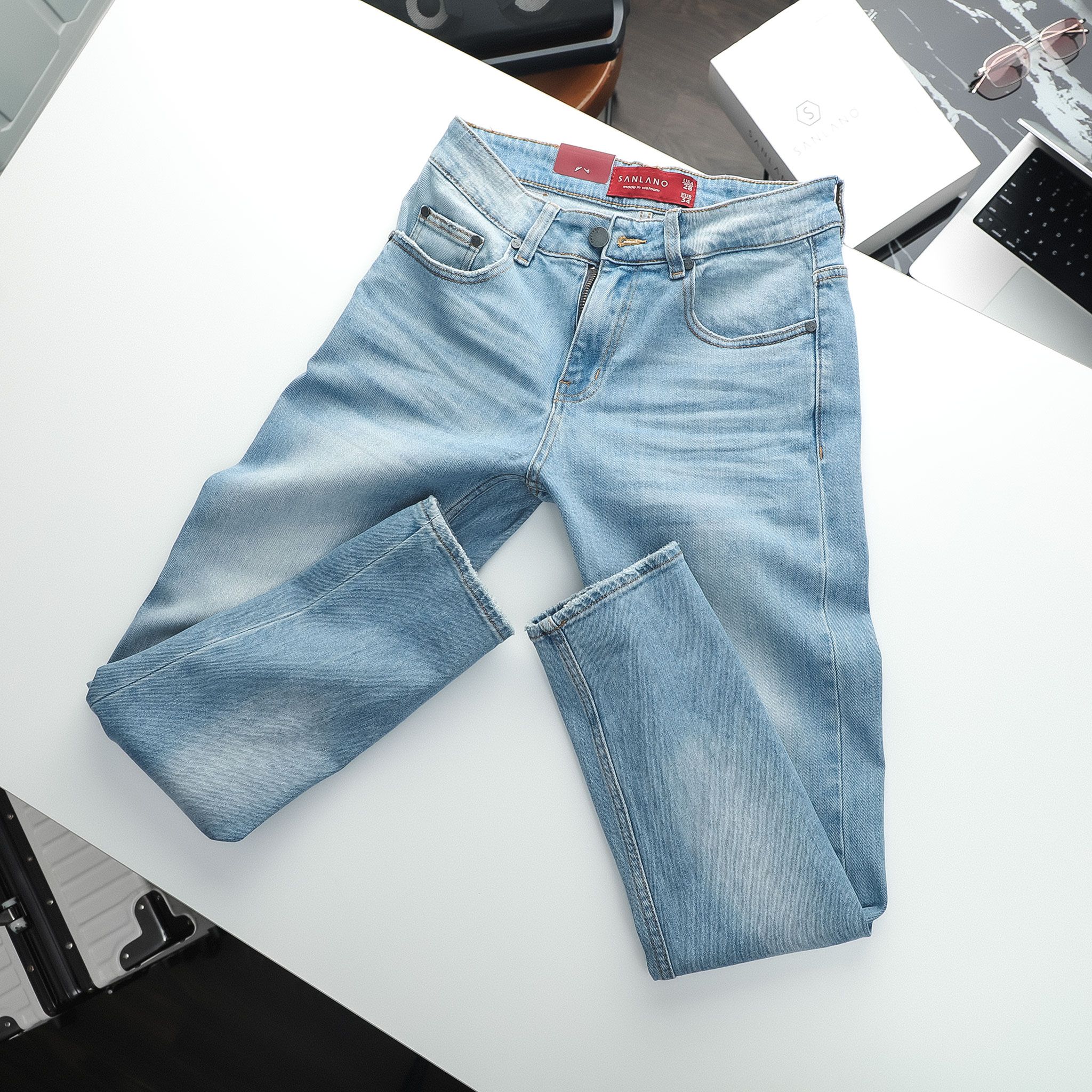  Jeans SANLANO Xanh wash 0907 