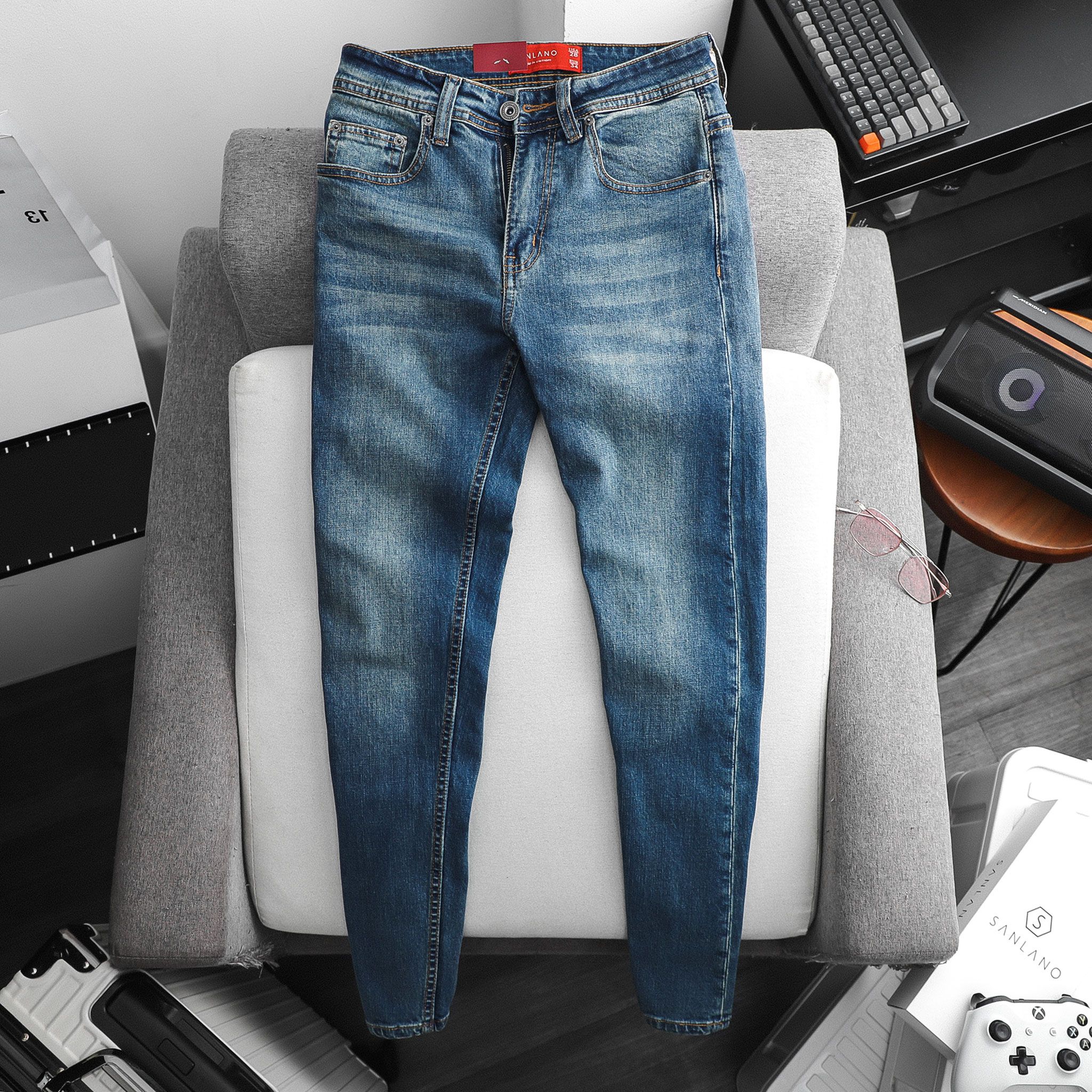  Jeans SANLANO Xanh bụi đậm 0439 