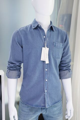  Sơ mi SANLANO Denim 1 túi Xanh Đậm 