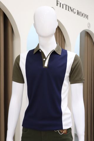  Polo SANLANO Colorblock Xanh đen Rêu 