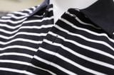  Polo SANLANO Striped Đen Trắng 