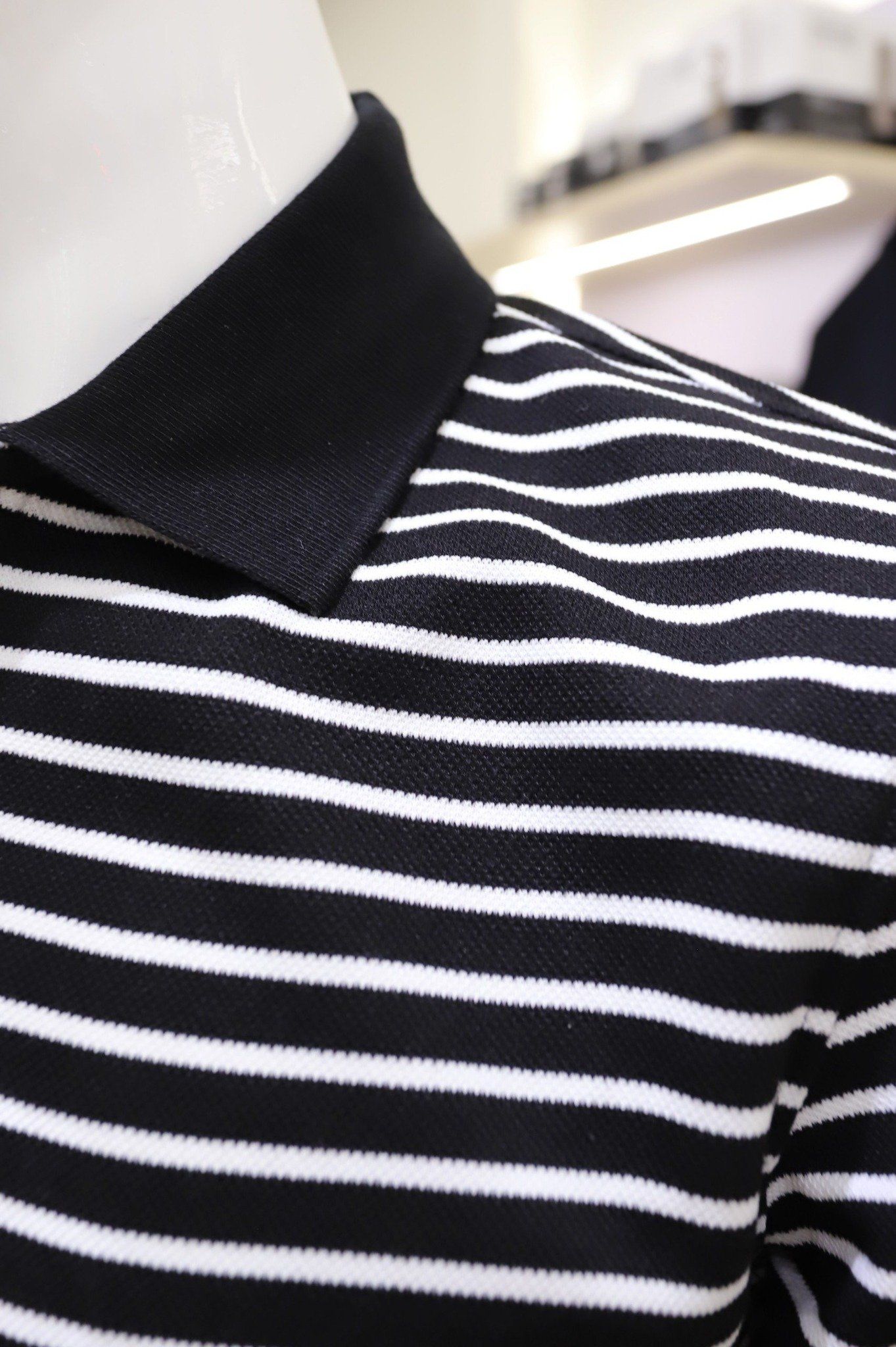  Polo SANLANO Striped Đen Trắng 