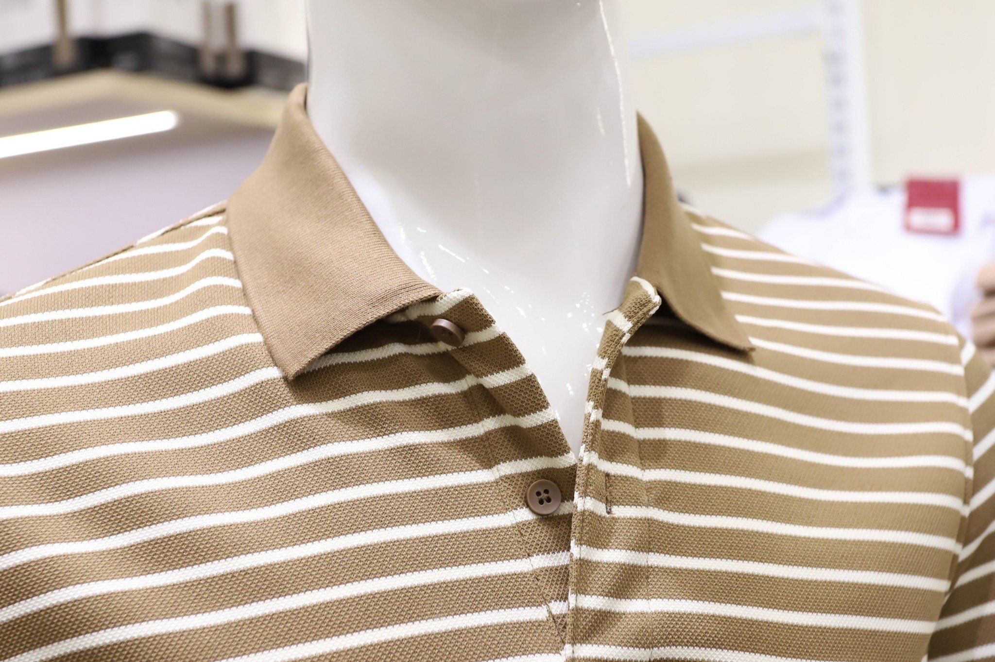  Polo SANLANO Striped Nâu Nhạt 