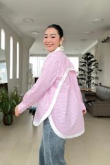 Áo Sơ Mi Nữ TheBlueTshirt Modern Arc Oversized Shirt - Pink Stripe
