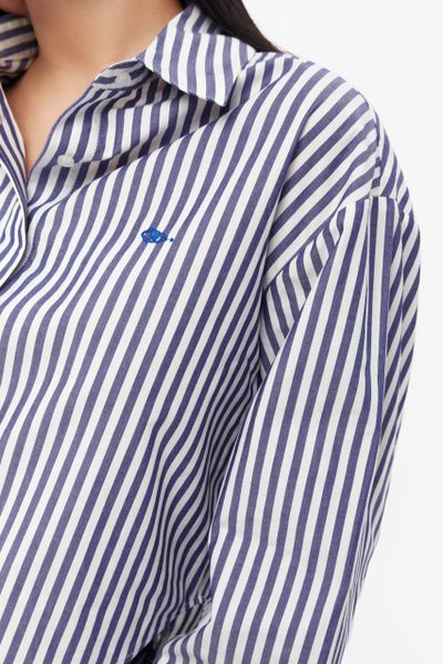 Áo Sơ Mi Nữ TheBlueTshirt Cropped Shirt - Blue Navy Stripe