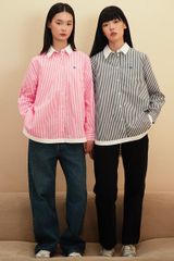 Áo Sơ Mi Nữ TheBlueTshirt Modern Arc Oversized Shirt - Pink Stripe