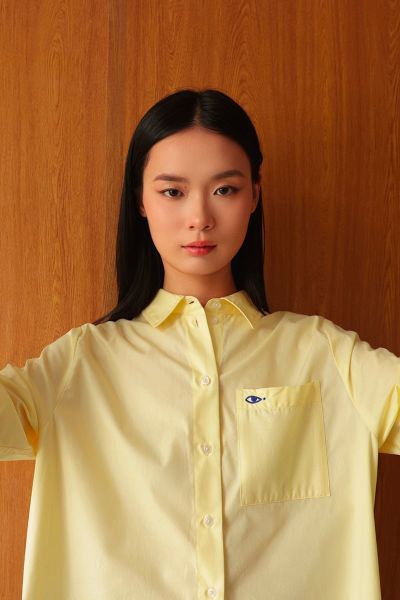 Áo Sơ Mi Nữ TheBlueTshirt New Pocket Oversize Shirt - Yellow Poplin 110