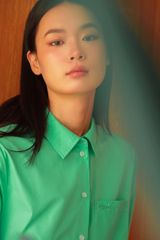 Áo Sơ Mi Nữ TheBlueTshirt New Pocket Oversize Shirt - Green Poplin 110