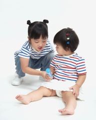 Áo Thun Bé Gái TheBlueTshirt Bluegirl  Everyday T - Signature Red Blue Stripe