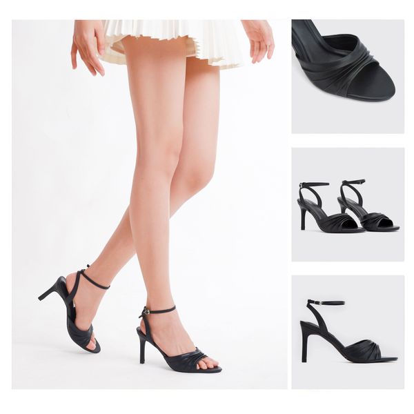 Giày Sandals Nữ THÁI TUẤN Cao Gót Có Quai Màu Đen