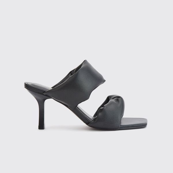 Guốc Mules Nữ THÁI TUẤN Quai Ngang Da Phồng Màu Đen