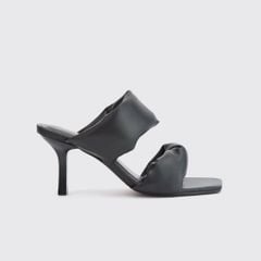 Guốc Mules Nữ THÁI TUẤN Quai Ngang Da Phồng Màu Đen