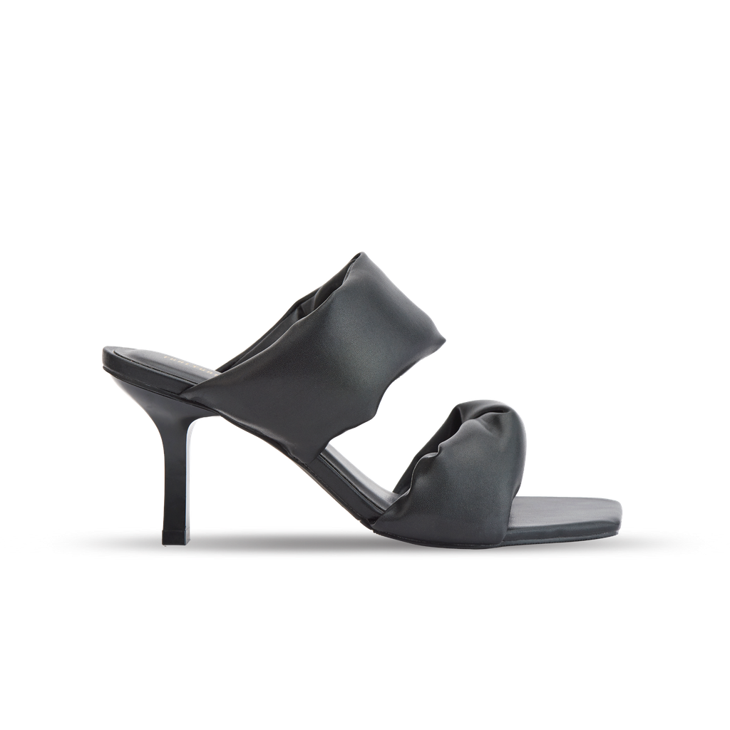 Guốc Mules Nữ THÁI TUẤN Quai Ngang Da Phồng Màu Đen