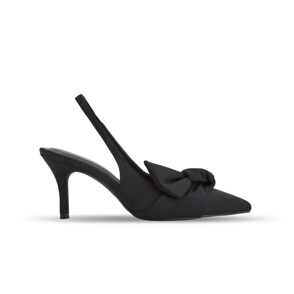 Giày Sandals Nữ THÁI TUẤN Mũi Nhọn Trang Trí Nơ Màu Đen