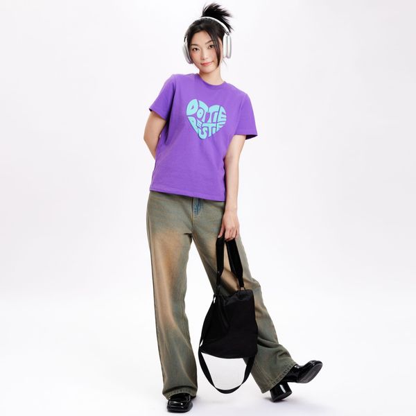 Quần Jeans Dài Nữ DOTTIE Wash Ống Rộng - Xanh Đậm Wash Vàng - Q0325