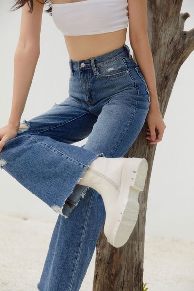 Quần Dài Nữ TheBlueTshirt Cheeky Chic Wide Leg Jeans - Dark Blue Wash