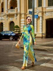 Quần Áo Dài Nữ F2 Lụa Vàng Nhạt Hồn Việt
