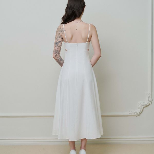 Đầm Nữ DOTTIE maxi hai dây cut-out - Trắng - D0659