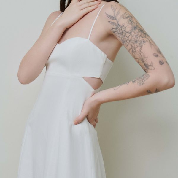 Đầm Nữ DOTTIE maxi hai dây cut-out - Trắng - D0659