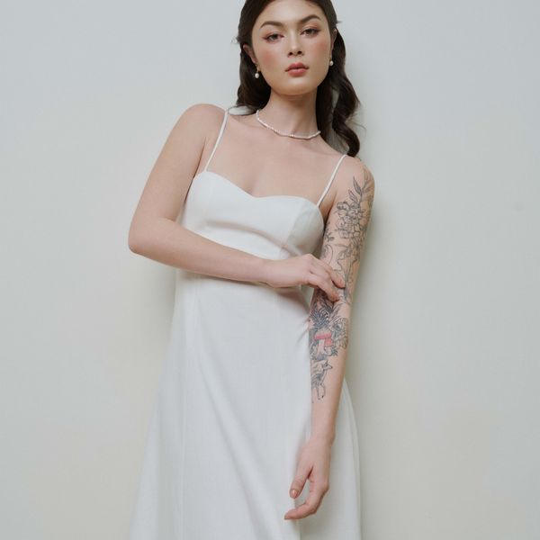 Đầm Nữ DOTTIE maxi hai dây cut-out - Trắng - D0659