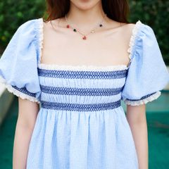 Đầm nữ DOTTIE babydoll chạy smocking - Xanh biển - D0707