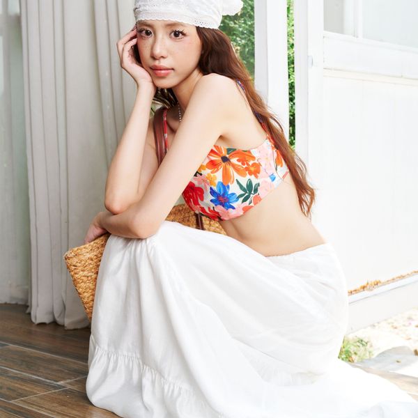 Chân váy nữ DOTTIE nhún nhiều tầng - Trắng - S0280