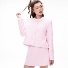 Chân váy Nữ DOTTIE tweed chữ A - Hồng nhạt - S0255