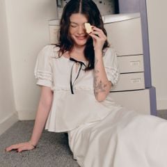 Áo nữ DOTTIE tay phồng cột nơ - Trắng - T1085