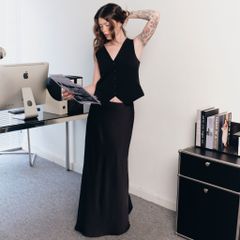 Áo nữ DOTTIE gi lê dáng Tailored - Đen - T1087