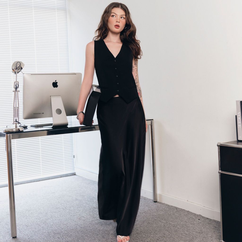 Áo nữ DOTTIE gi lê dáng Tailored - Đen - T1087