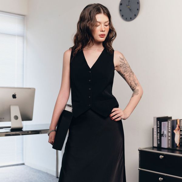 Áo nữ DOTTIE gi lê dáng Tailored - Đen - T1087