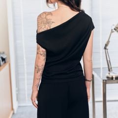 Quần dài nữ DOTTIE ống suông xếp ly - Đen - Q0387