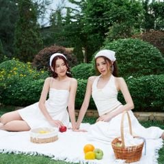 Đầm nữ DOTTIE hai dây nhún thân - Trắng - D0704