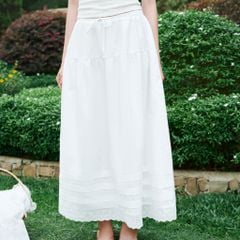 Chân váy nữ DOTTIE midi diễu ly - Trắng - S0281