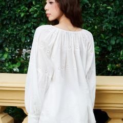Áo nữ DOTTIE dài tay cổ tròn - Trắng - T1094