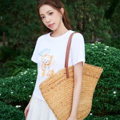 Áo nữ DOTTIE thun in hình Gấu - Trắng - T1095