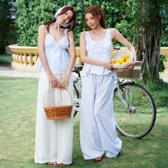 Quần nữ DOTTIE ống suông lưng thun - Trắng - Q0392