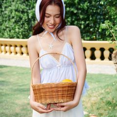 Áo nữ DOTTIE hai dây phối đăng ten - Xanh dương - T1097