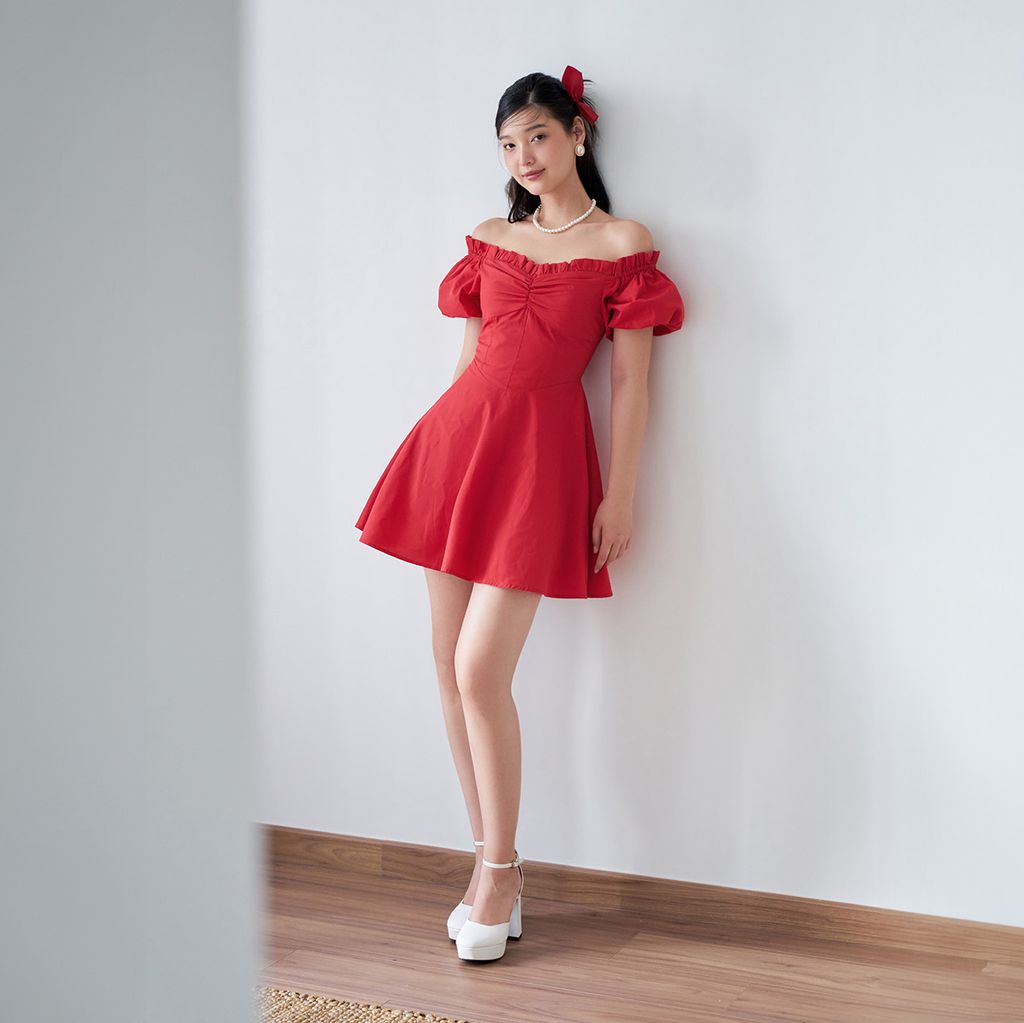 Đầm Nữ DOTTIE Ngắn Dáng Corset  - Đỏ - D0483