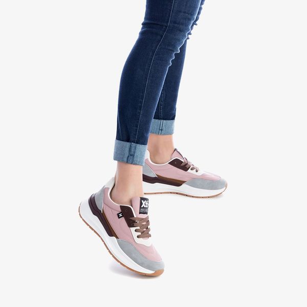 Giày Sneakers Nữ XTI Nude Textile Combined Ladies Shoes