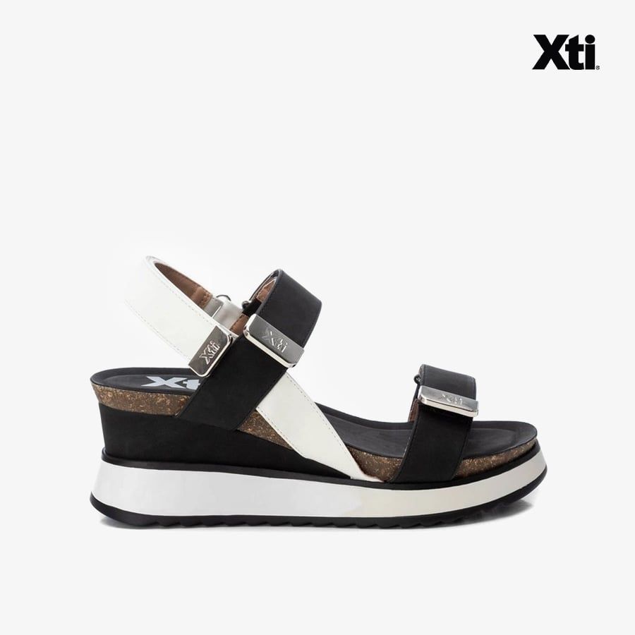 Giày Đế Xuồng Nữ XTI Black Pu Ladies Sandals