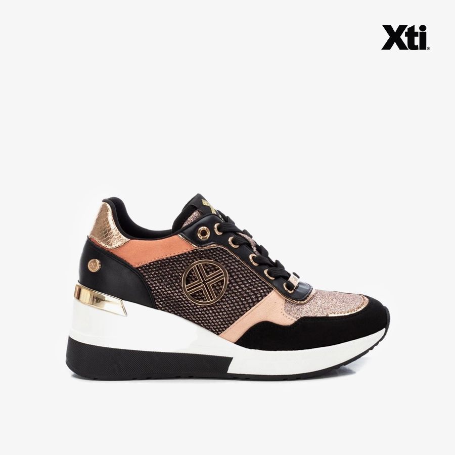 Giày Sneakers Nữ XTI Black Textile Combined Ladies Shoes