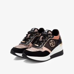 Giày Sneakers Nữ XTI Black Textile Combined Ladies Shoes