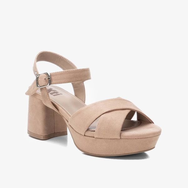 [Trưng bày] Giày Cao Gót Nữ XTI Beige Microfiber Ladies Sandals