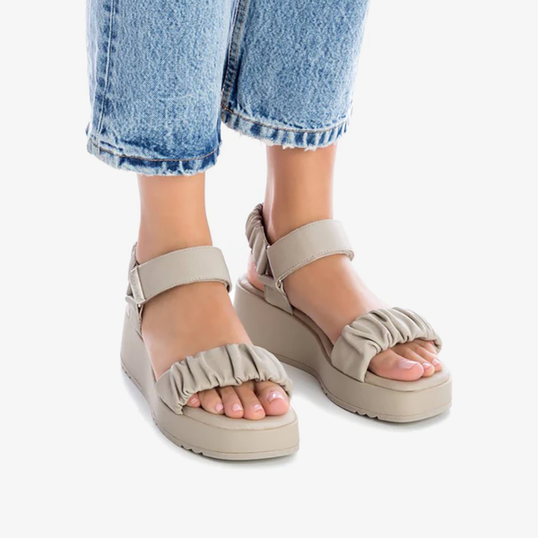 [Trưng bày] Giày Đế Xuồng Nữ CARMELA Taupe Leather Ladies Sandals