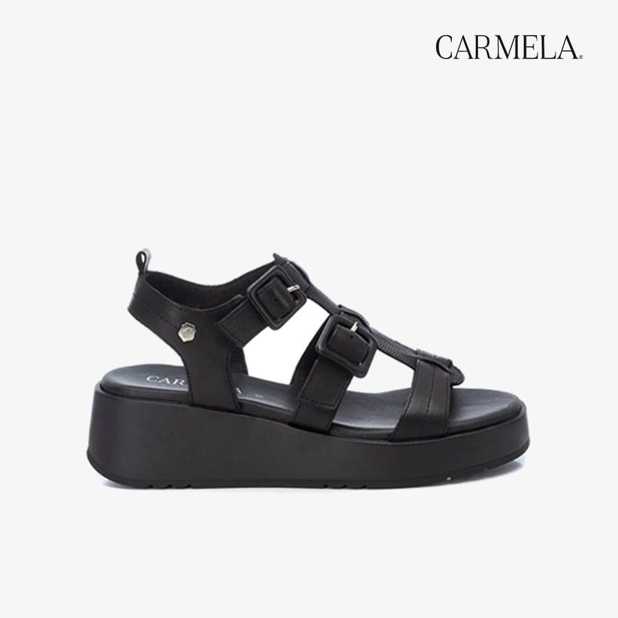 [Trưng bày] Giày Đế Xuồng Nữ CARMELA Black Leather Ladies Sandals
