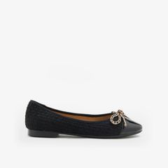 Giày Bệt Nữ PAZZION Daisy Tweed Toe Cap Bow Flats